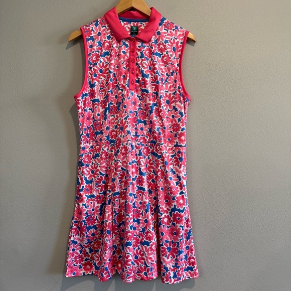 Pro Tour Sleeveless Floral Printed Flounce Dress Pockets Tennis Golf Size XL - Picture 2 of 9